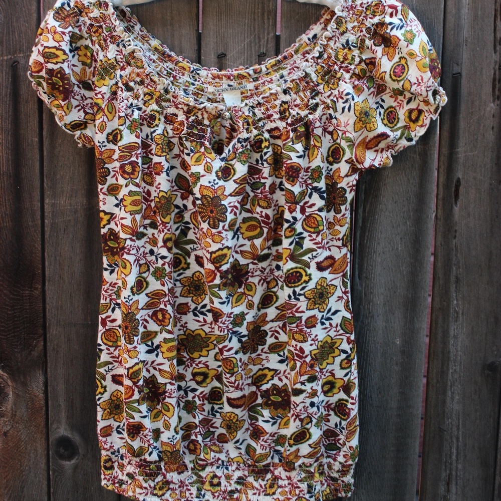 Lucky Brand short sleeve floral peasant top